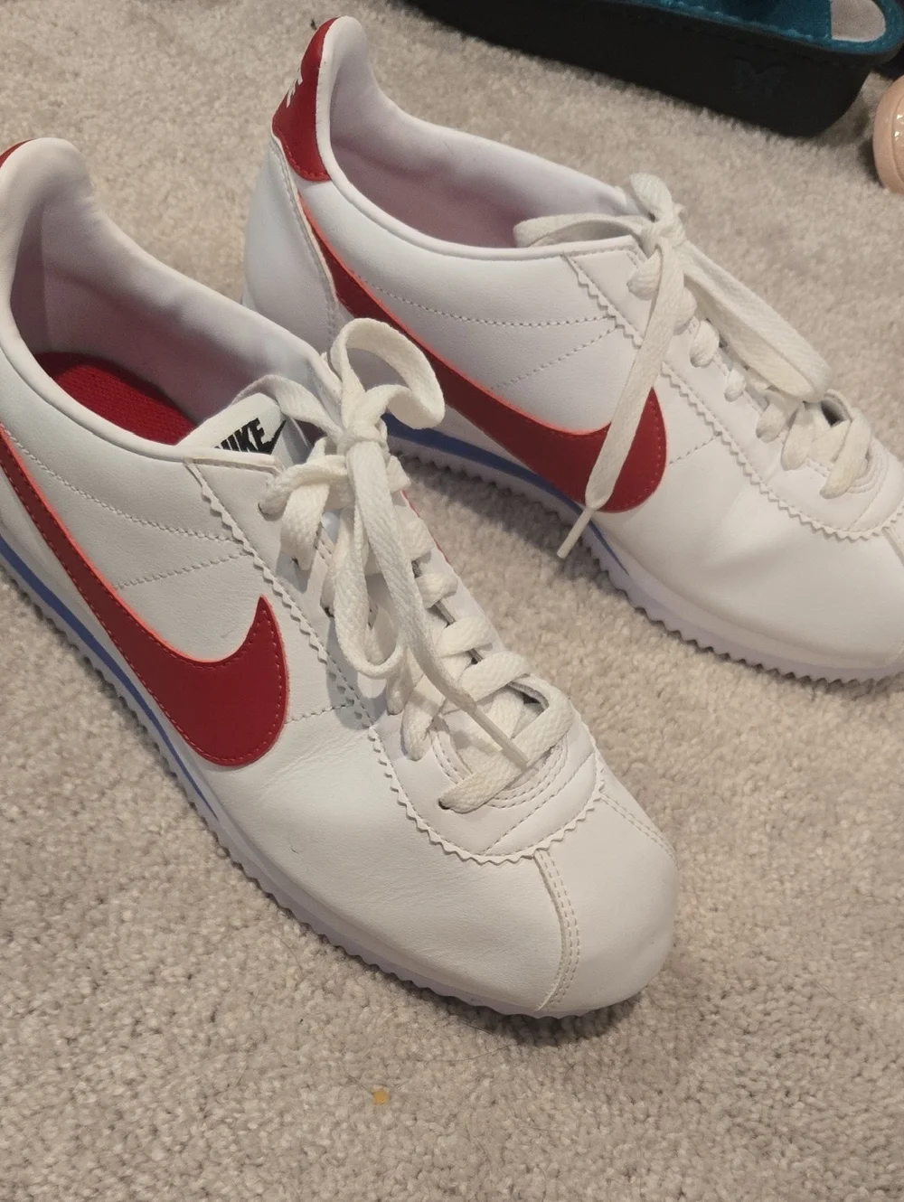 NIKE‎ Forrest Gump Cortez White/Red/Blue Leather Sneakers Size 8.5 Mens